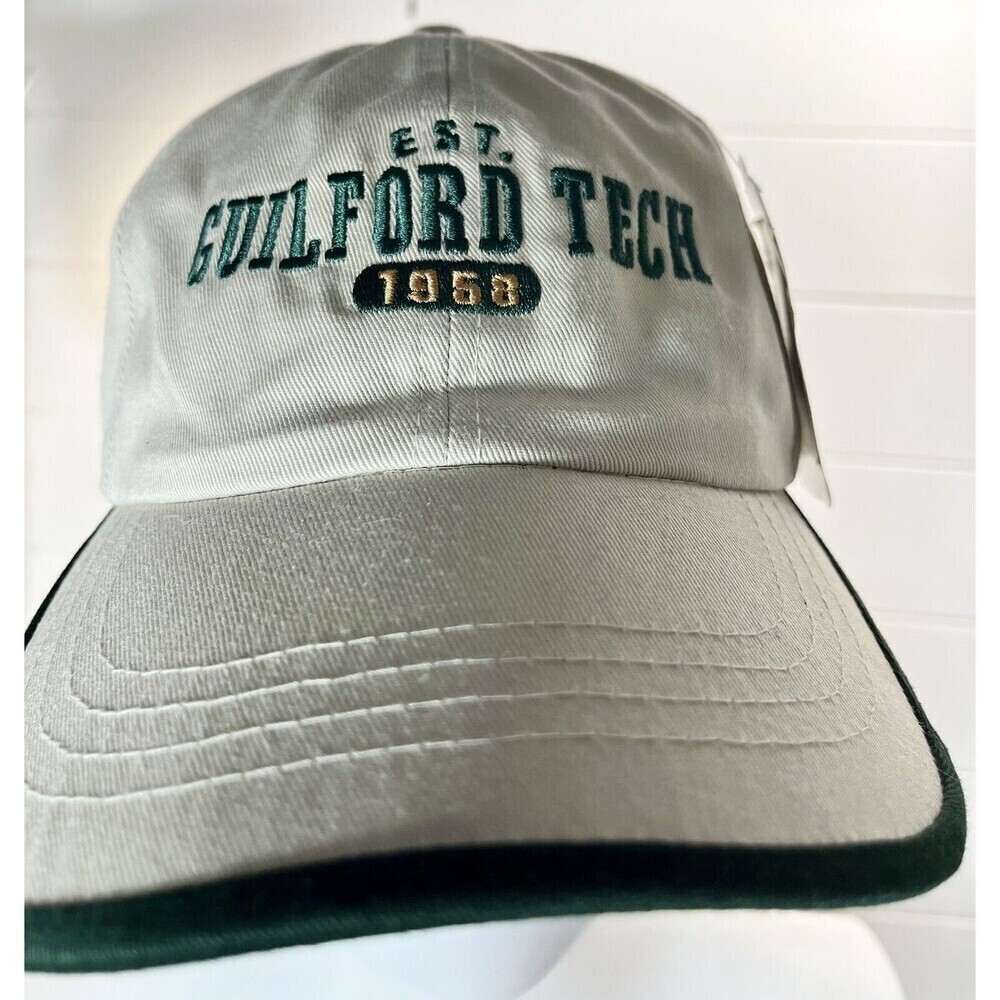Guilford Tech College Ball Hat Cap Ahead Headgear DEADSTOCK VINTAGE Beige